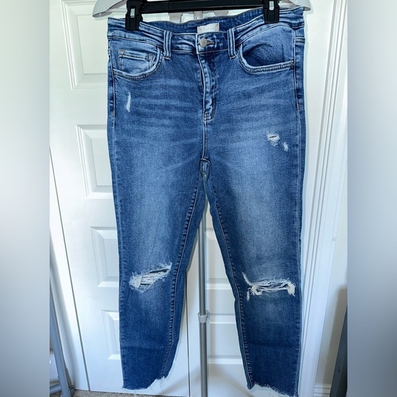 Altar'd State Blue Distressed Boyfriend Jeans - Picture 1 of 6